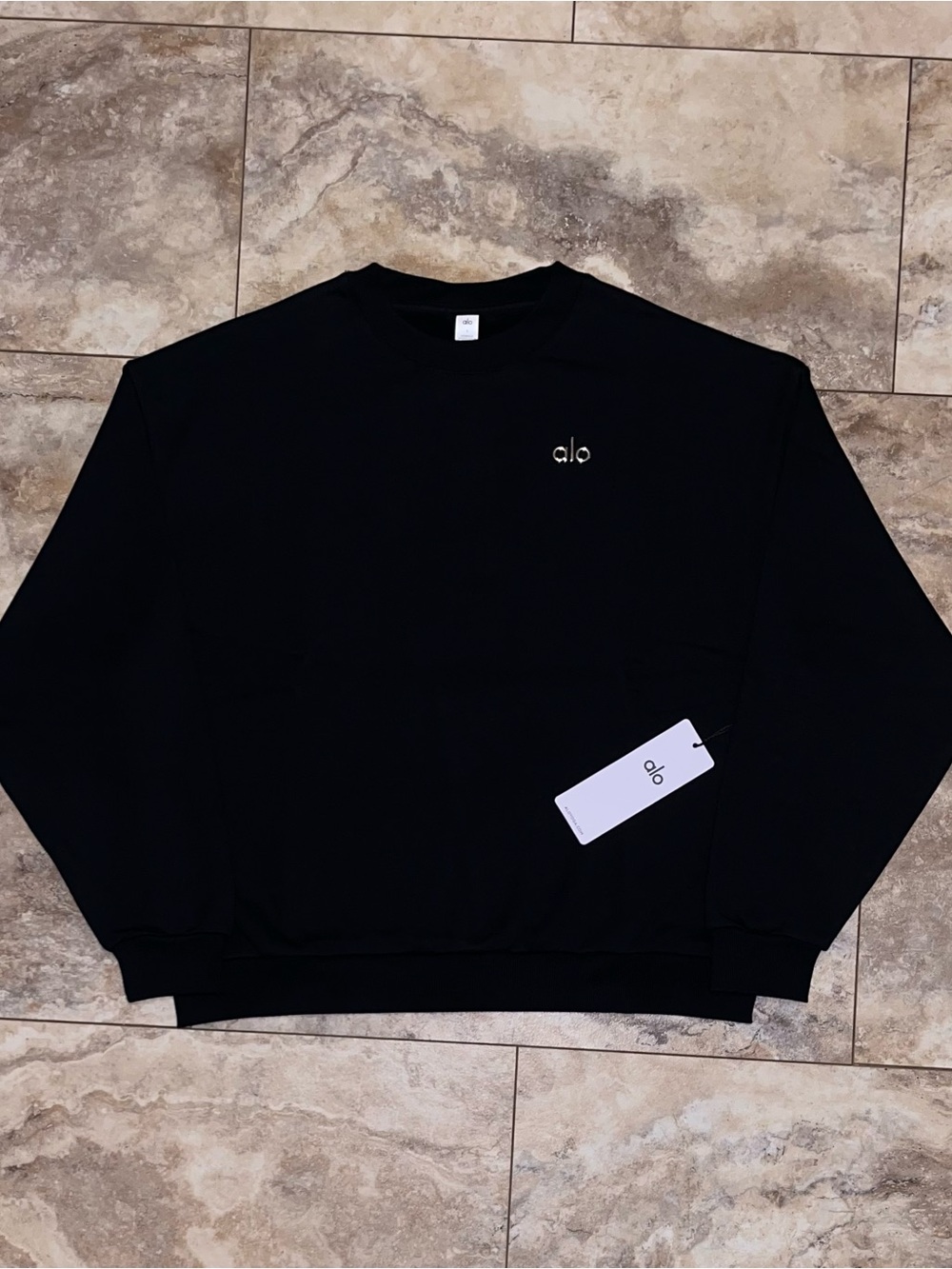Alo Yoga Accolade Crew Neck Pullover Black Size Large